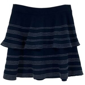 Banana Republic Skirt Midi Tiered Light Stitching Stripes Blue Size 14 New